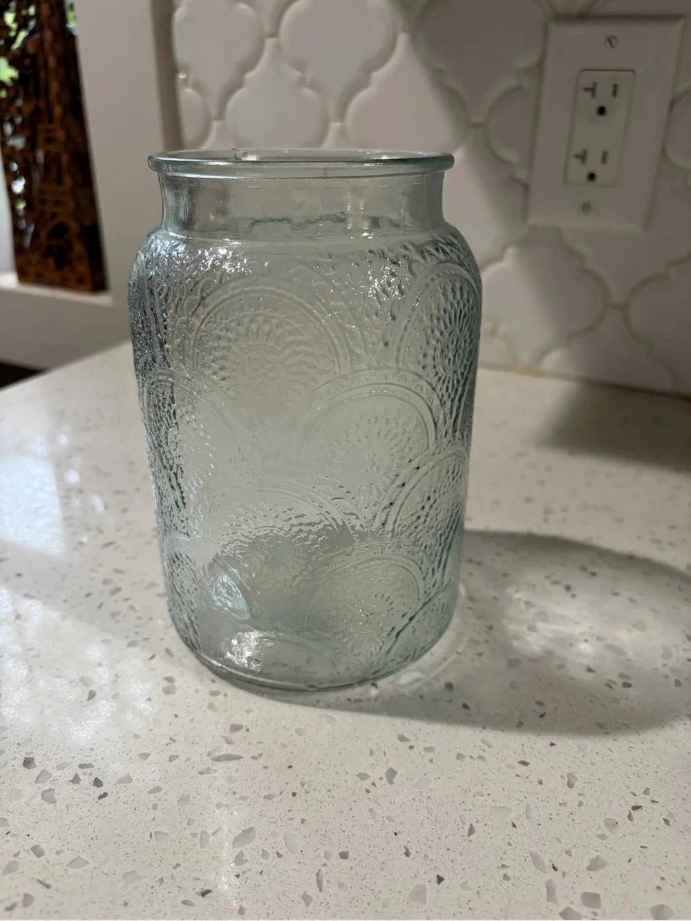 Decorative Textured Glass Vase - Light Aqua